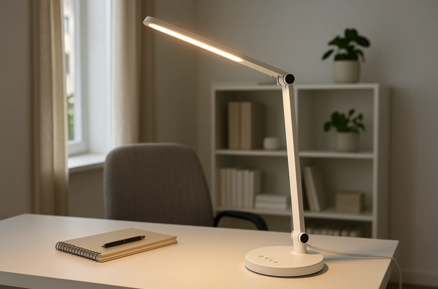 Luminária de Mesa LED Ajustável Touch Branca 45cm