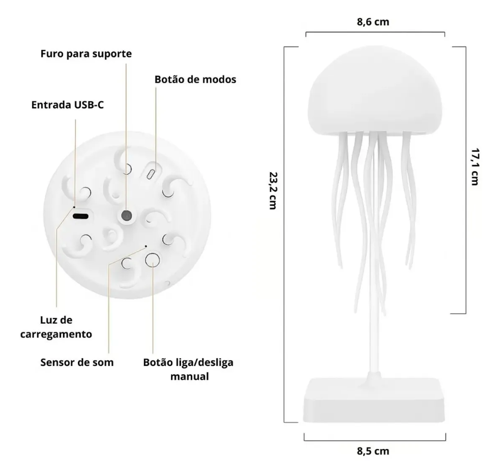 Luminária De Mesa Água-viva Led Decorativa