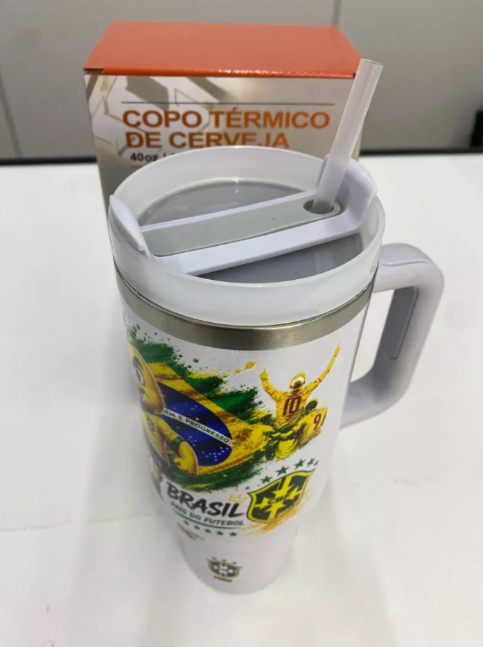 Copo Garrafa Térmica com tampa ajustavel com Canudo 1200ml – Estilo Brasil