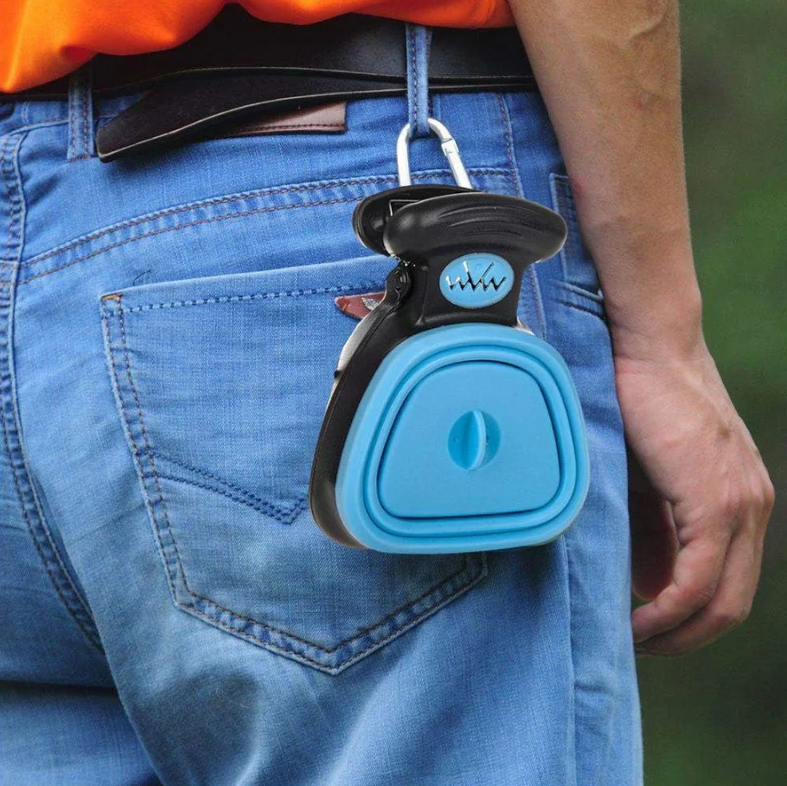 Kit Passeio Inteligente Pet CleanWalk™ | Coletor Higiênico + Garrafa Portátil com Tigela