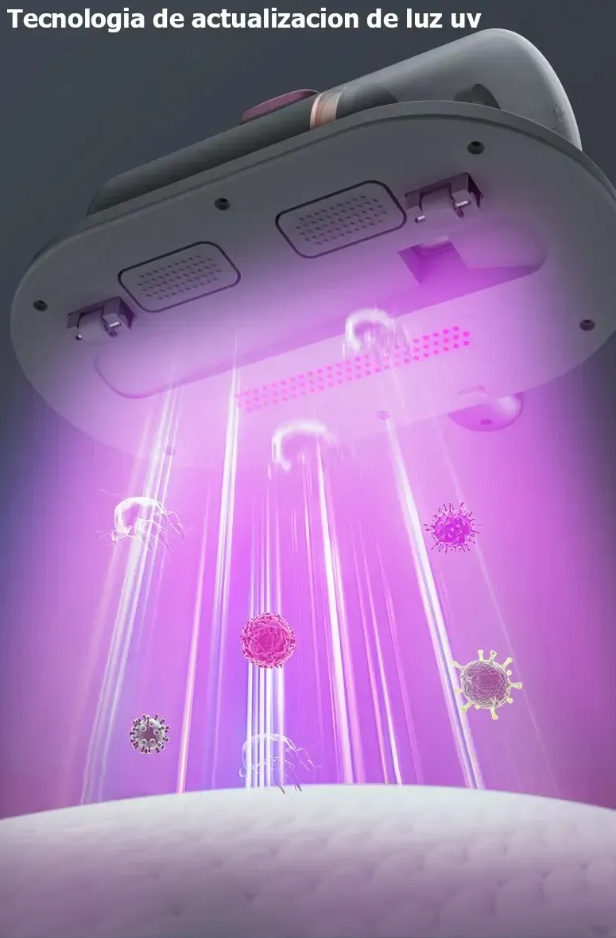Aspirador Anti Ácaro Portátil Sem Fio Com Luz Uv Filtragem Cor Cinza/roxo