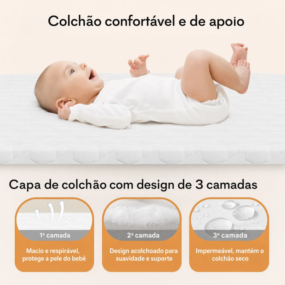 Berço Moisés 3 em 1 com Balanço