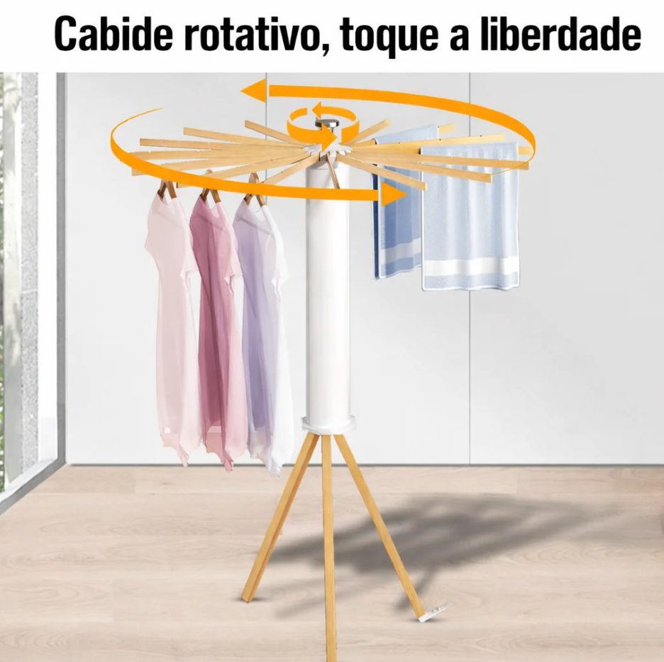 Varal Dobrável Portátil De Chão Redondo Pratico 360° Com 16 Hastes