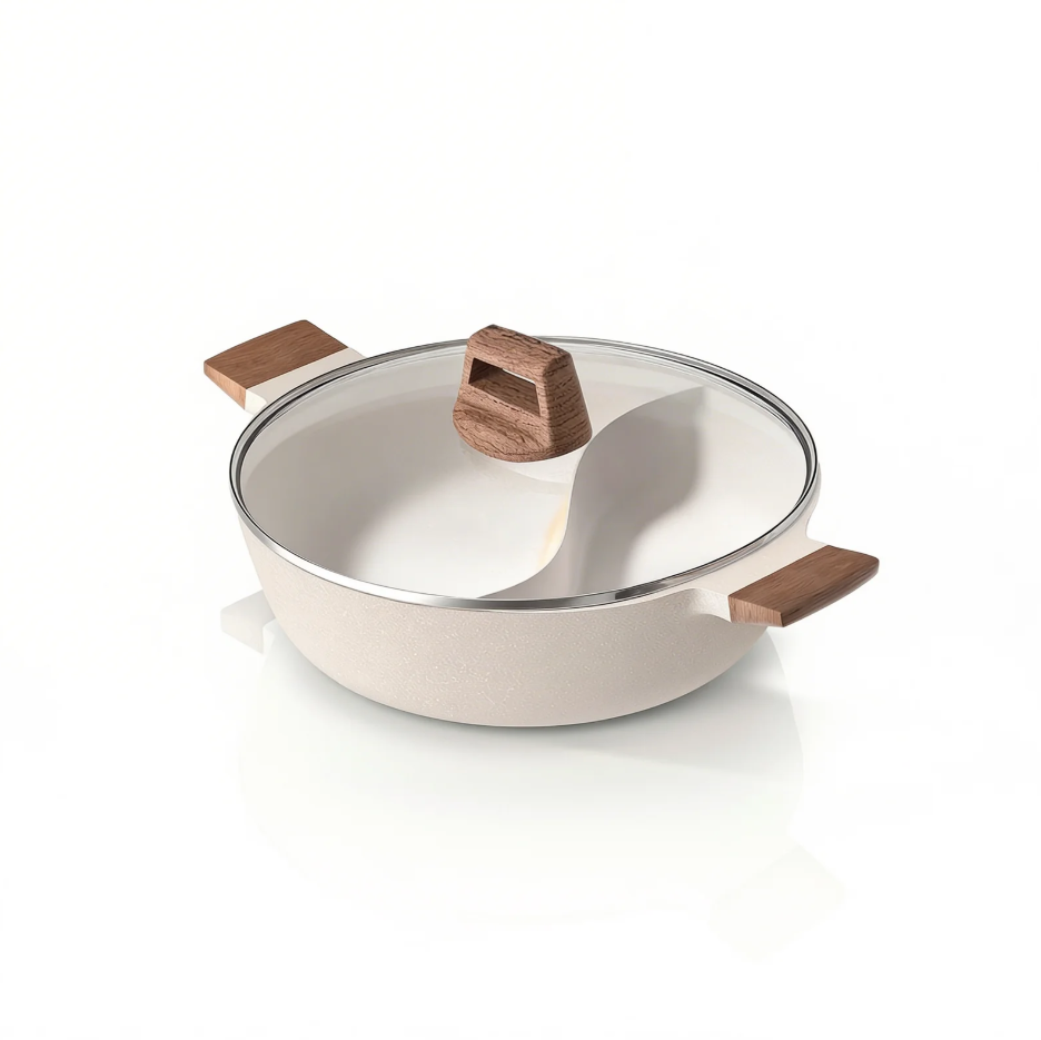 Panela Dupla Divisória Antiaderente + Kit Utensílios em Silicone