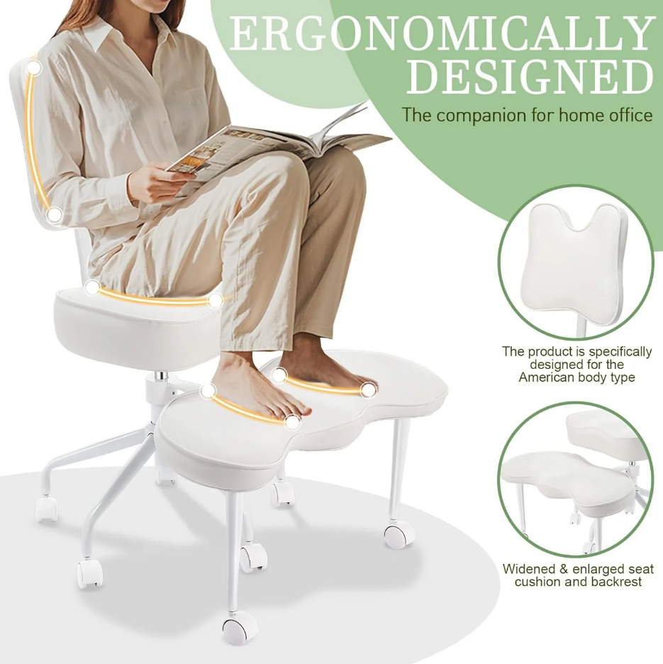 Cadeira ergonômica com pernas cruzadas para escritório em casa