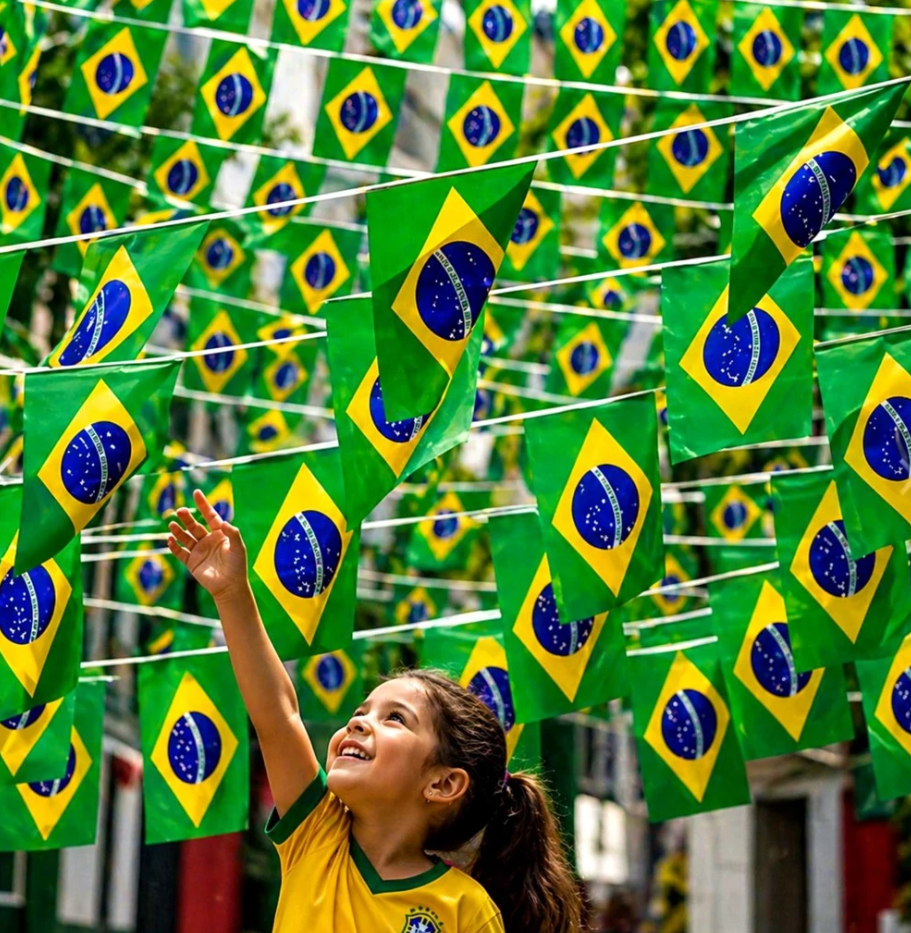 Bandeirinhas do Brasil Decoração Copa do Mundo 2026 Varal de Bandeiras Plástico