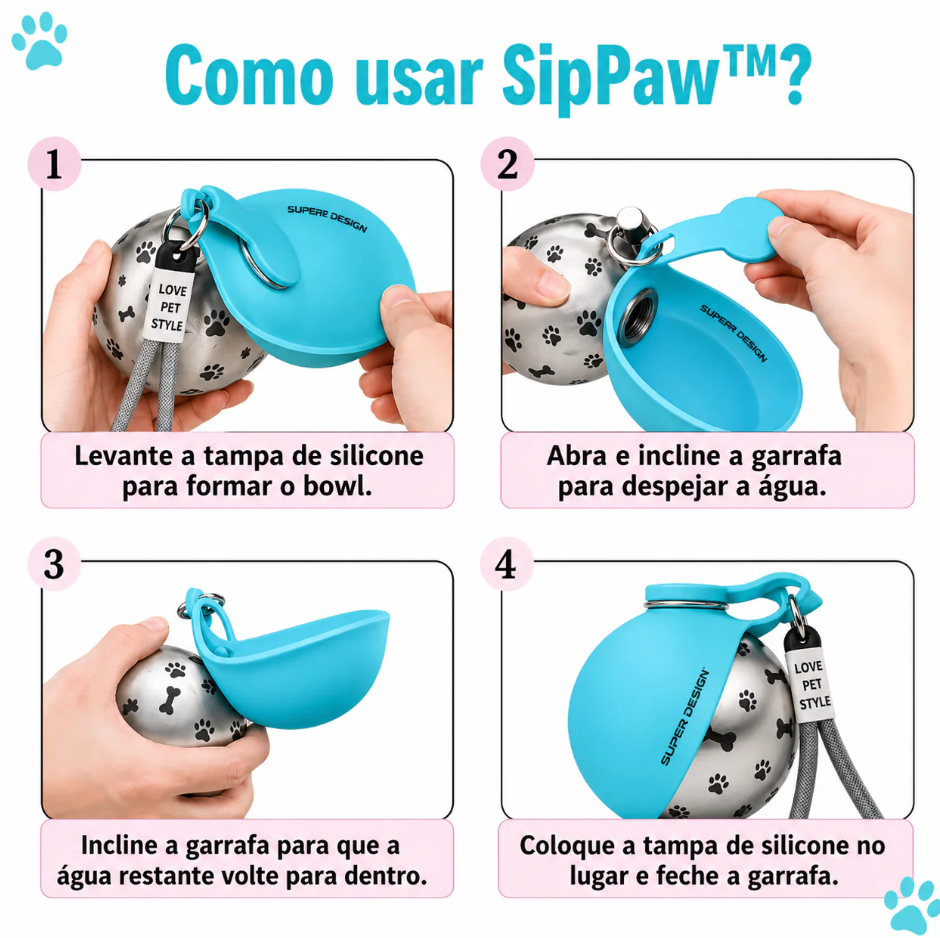 Kit Passeio Inteligente Pet CleanWalk™ | Coletor Higiênico + Garrafa Portátil com Tigela