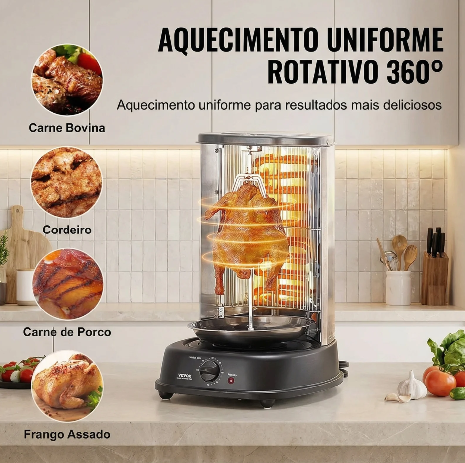 Grill Vertical Elétrico Giratório