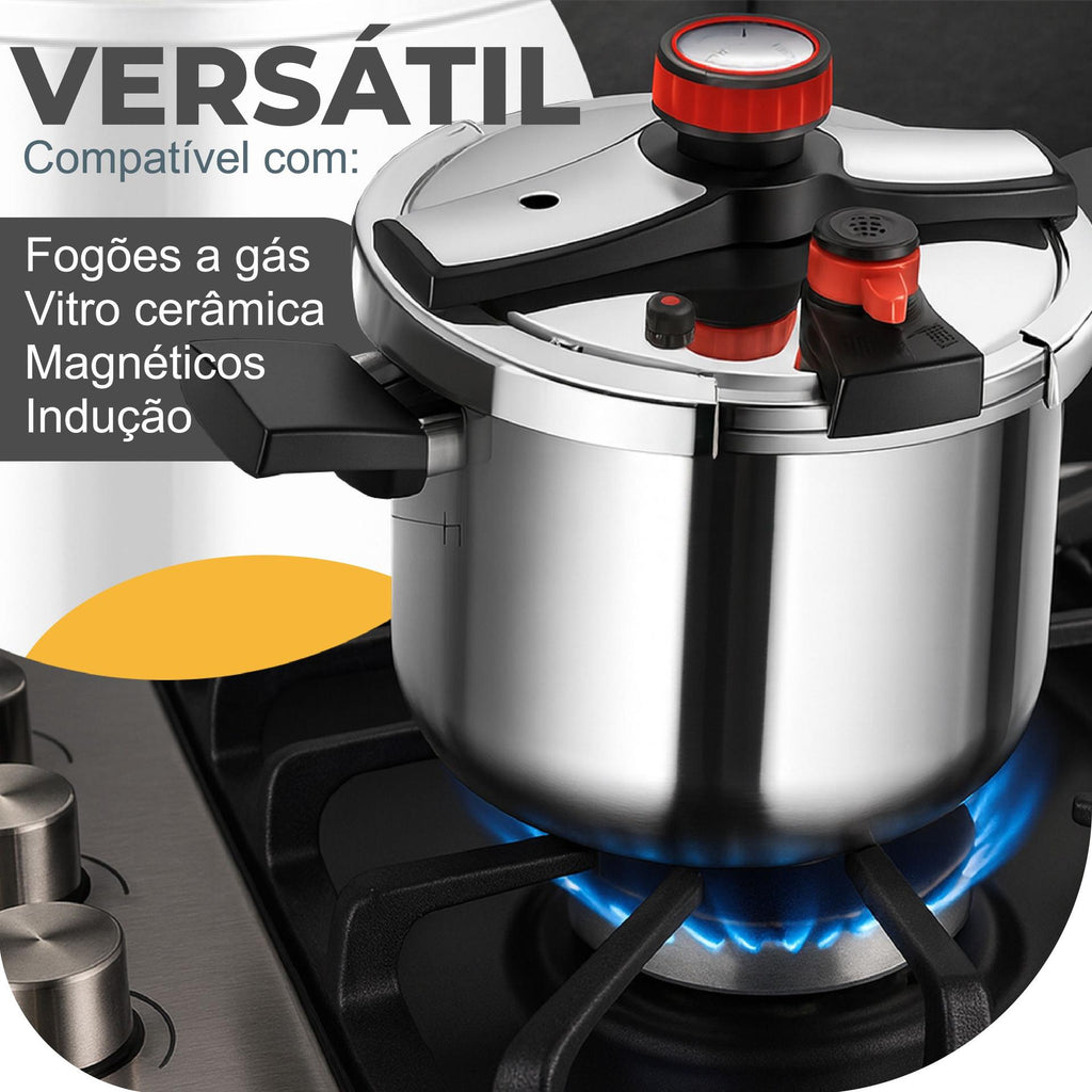 [COMPRE 1 LEVE 2] - KIT Panelas de Pressão TurboChef Aço Inoxidável - Á Prova de Explosões + Brinde: Kit Utensílios