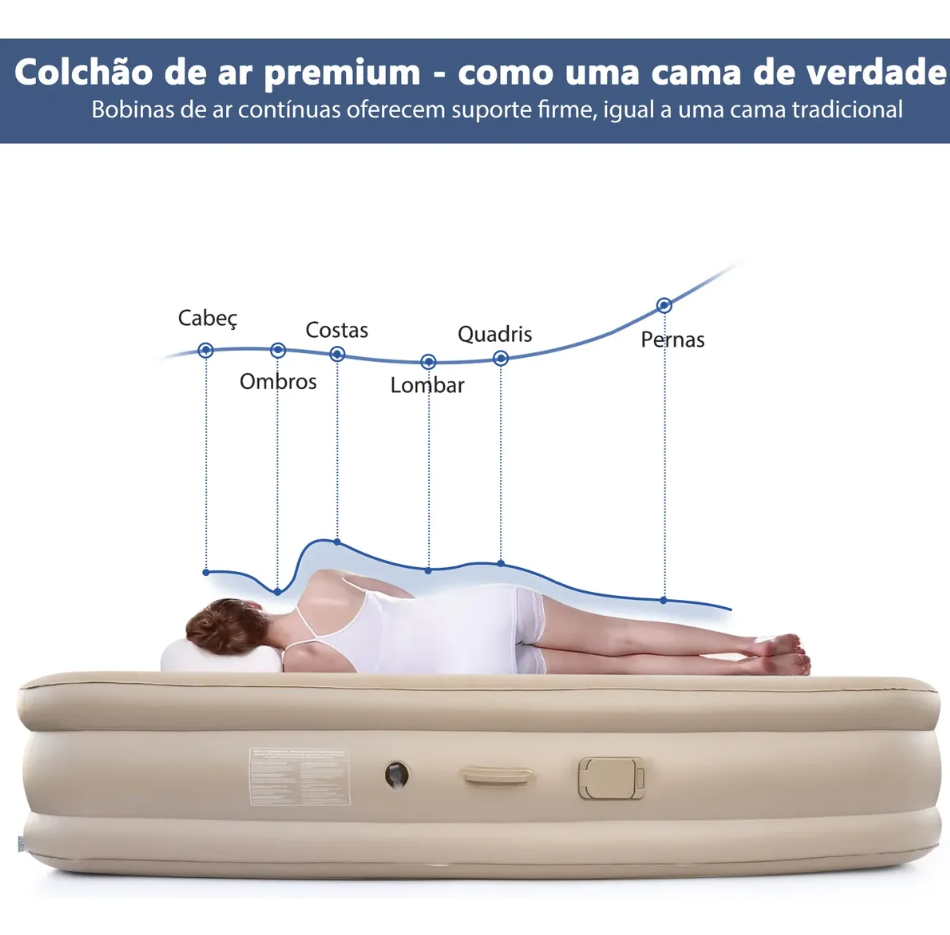 Colchão de Casal Inflável + Bomba de AR e Encosto Queima de Estoque