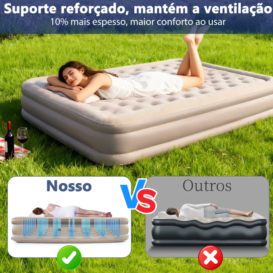 Colchão de Casal Inflável + Bomba de AR e Encosto Queima de Estoque