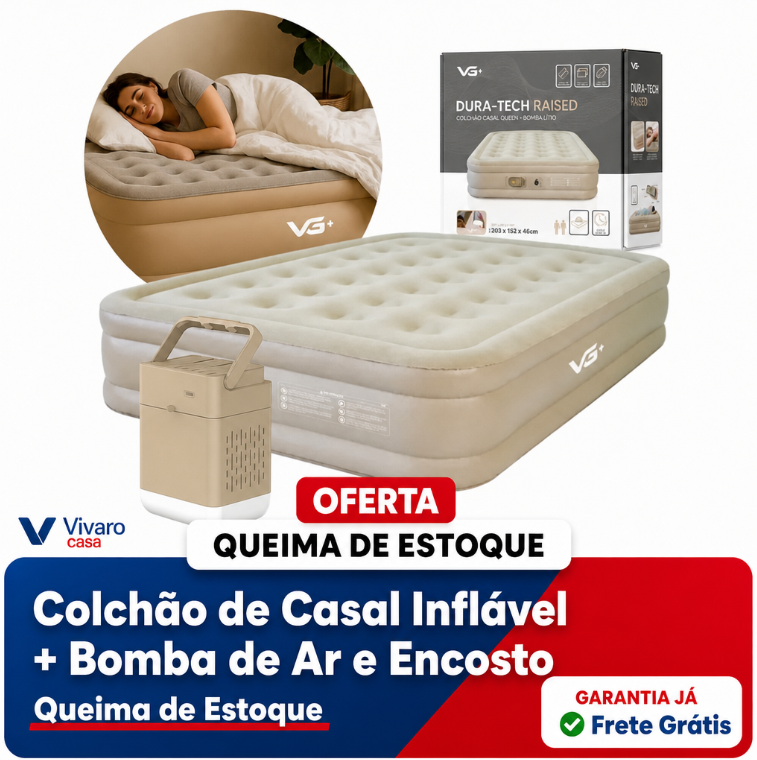 Colchão de Casal Inflável + Bomba de AR e Encosto Queima de Estoque