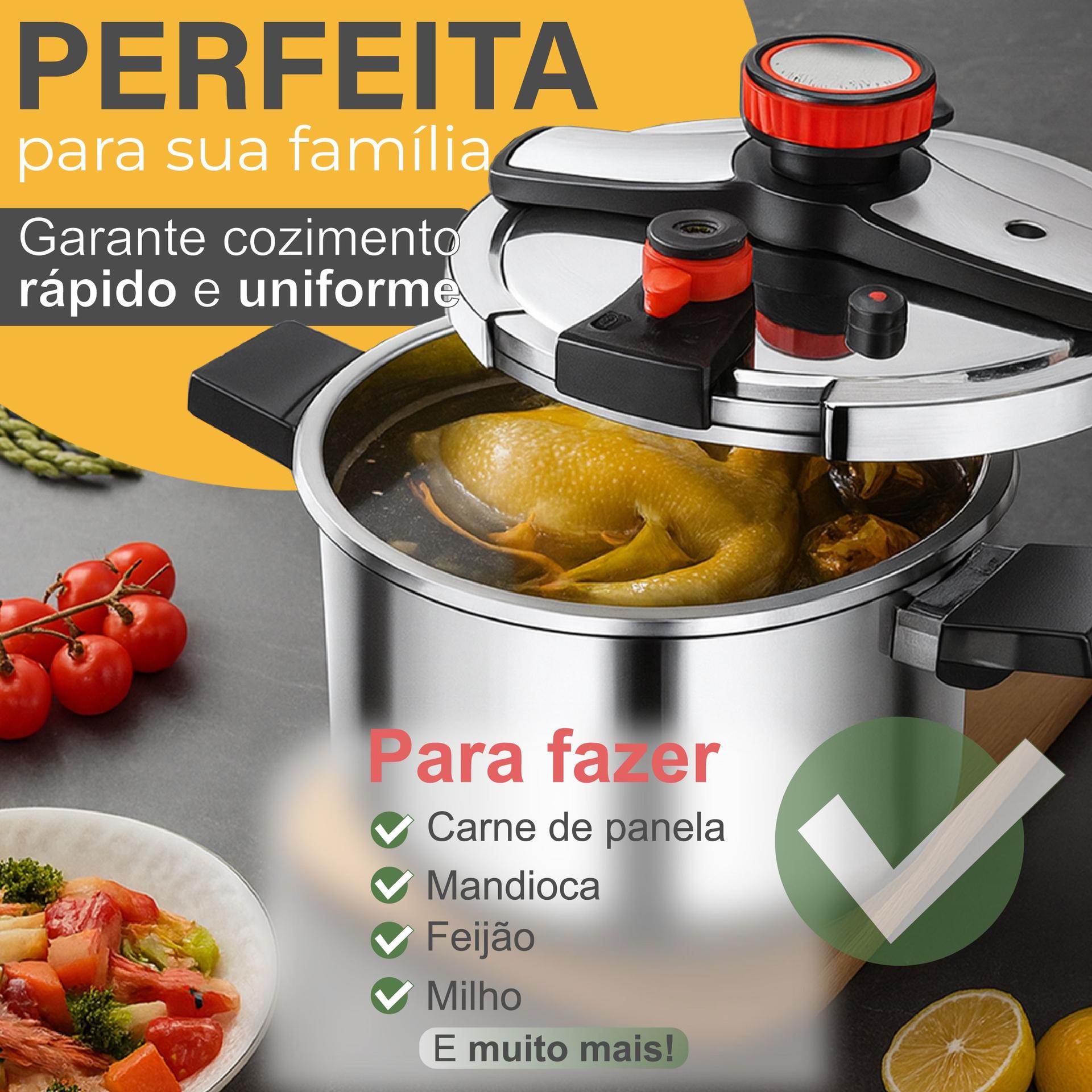 [COMPRE 1 LEVE 2] - KIT Panelas de Pressão TurboChef Aço Inoxidável - Á Prova de Explosões + Brinde: Kit Utensílios