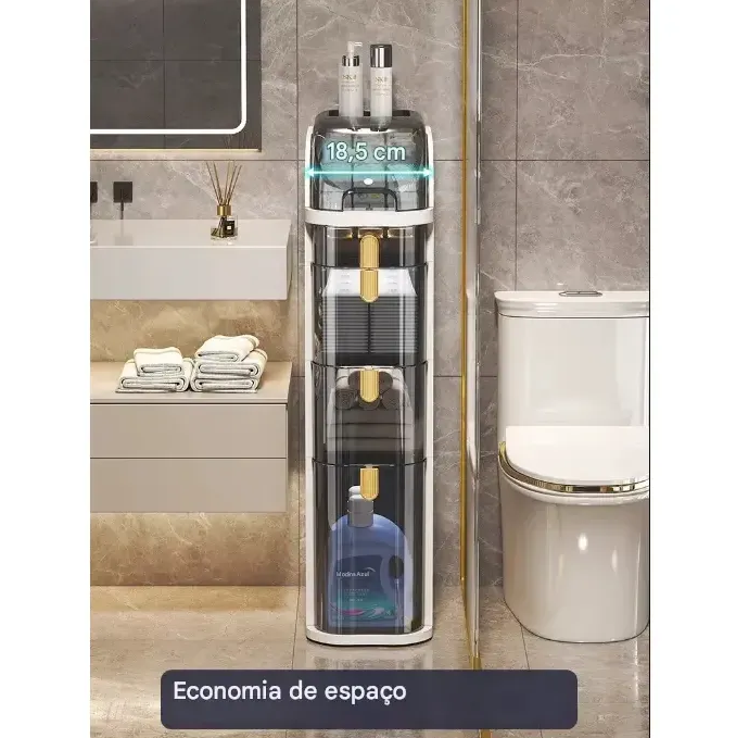 Gaveteiro Organizador FlexMove™  Multiuso com Rodinhas para Banheiro, Quarto, Cozinha e Lavanderia