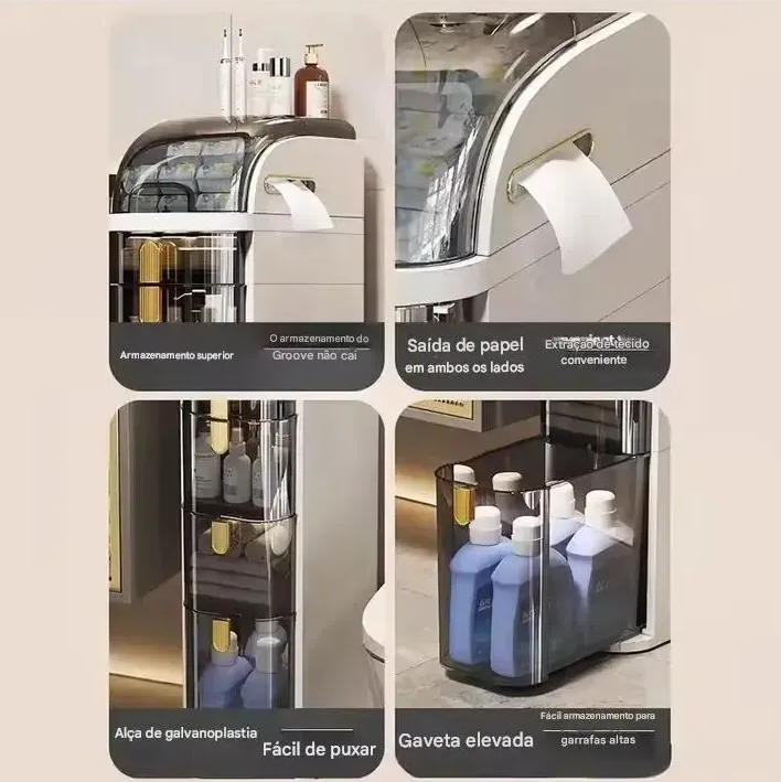Gaveteiro Organizador FlexMove™  Multiuso com Rodinhas para Banheiro, Quarto, Cozinha e Lavanderia