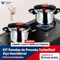 [COMPRE 1 LEVE 2] - KIT Panelas de Pressão TurboChef Aço Inoxidável - Á Prova de Explosões + Brinde: Kit Utensílios