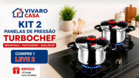[COMPRE 1 LEVE 2] - KIT Panelas de Pressão TurboChef Aço Inoxidável - Á Prova de Explosões + Brinde: Kit Utensílios
